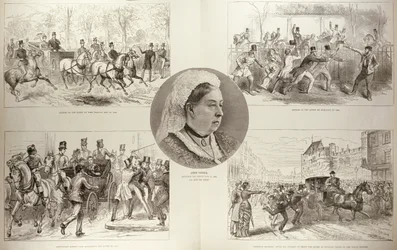 Illustrationer av attacker mot drottning Victoria, från "The Illustrated London News", 11 mars 1882